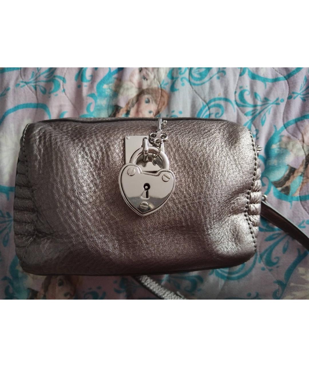 JUICY COUTURE Серебряная кожаная сумка через плечо, фото 8