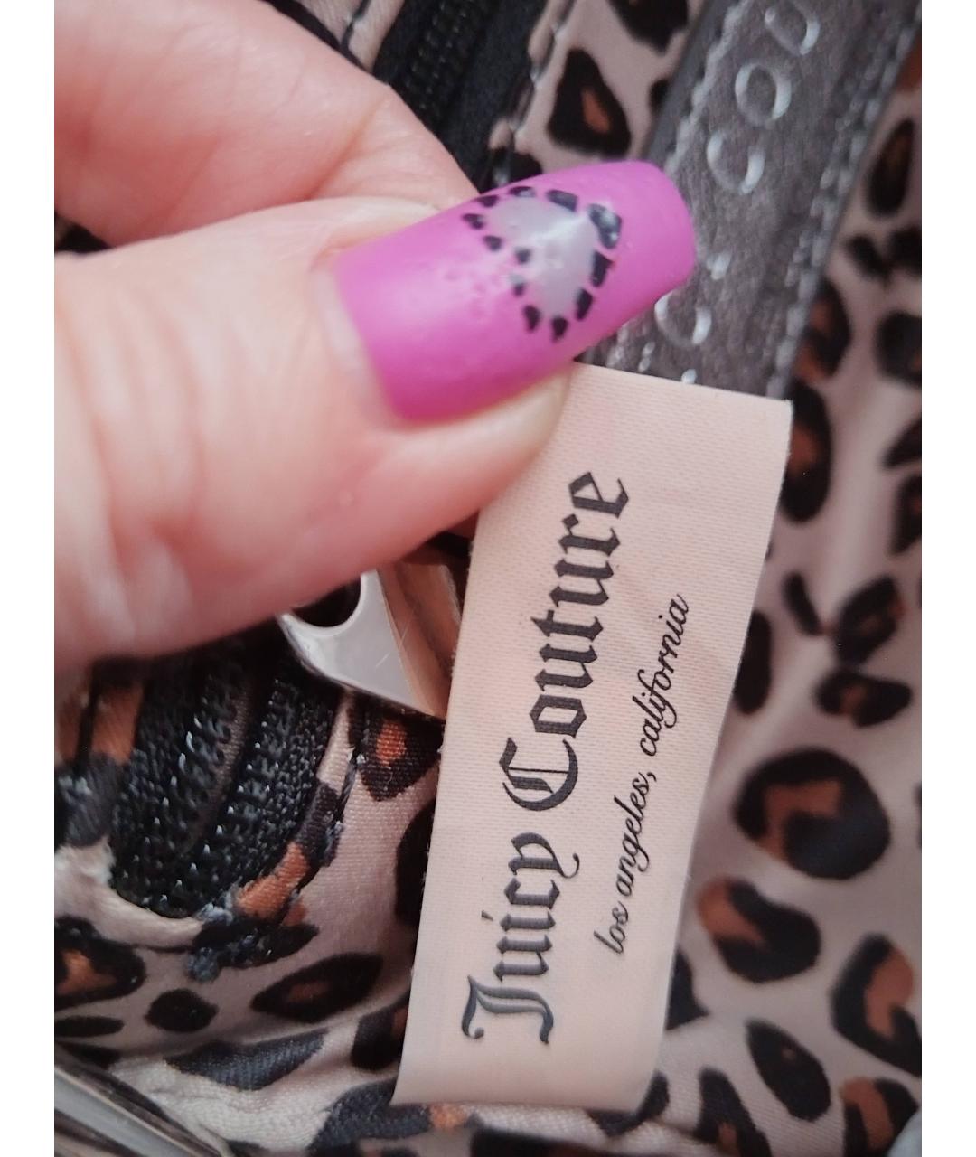 JUICY COUTURE Серебряная кожаная сумка через плечо, фото 5