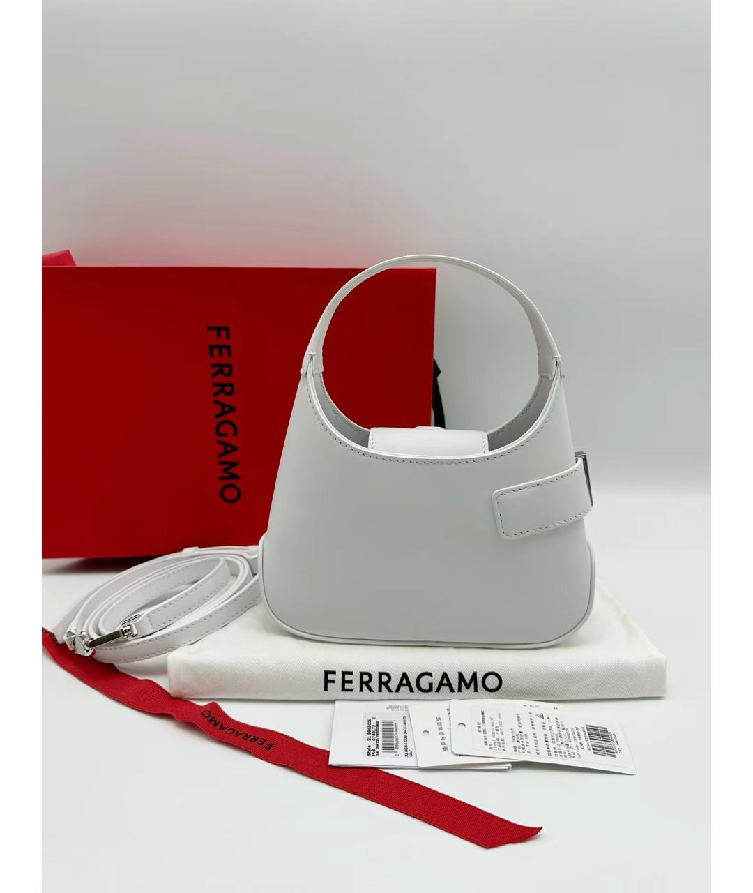 SALVATORE FERRAGAMO Белая кожаная сумка через плечо, фото 3