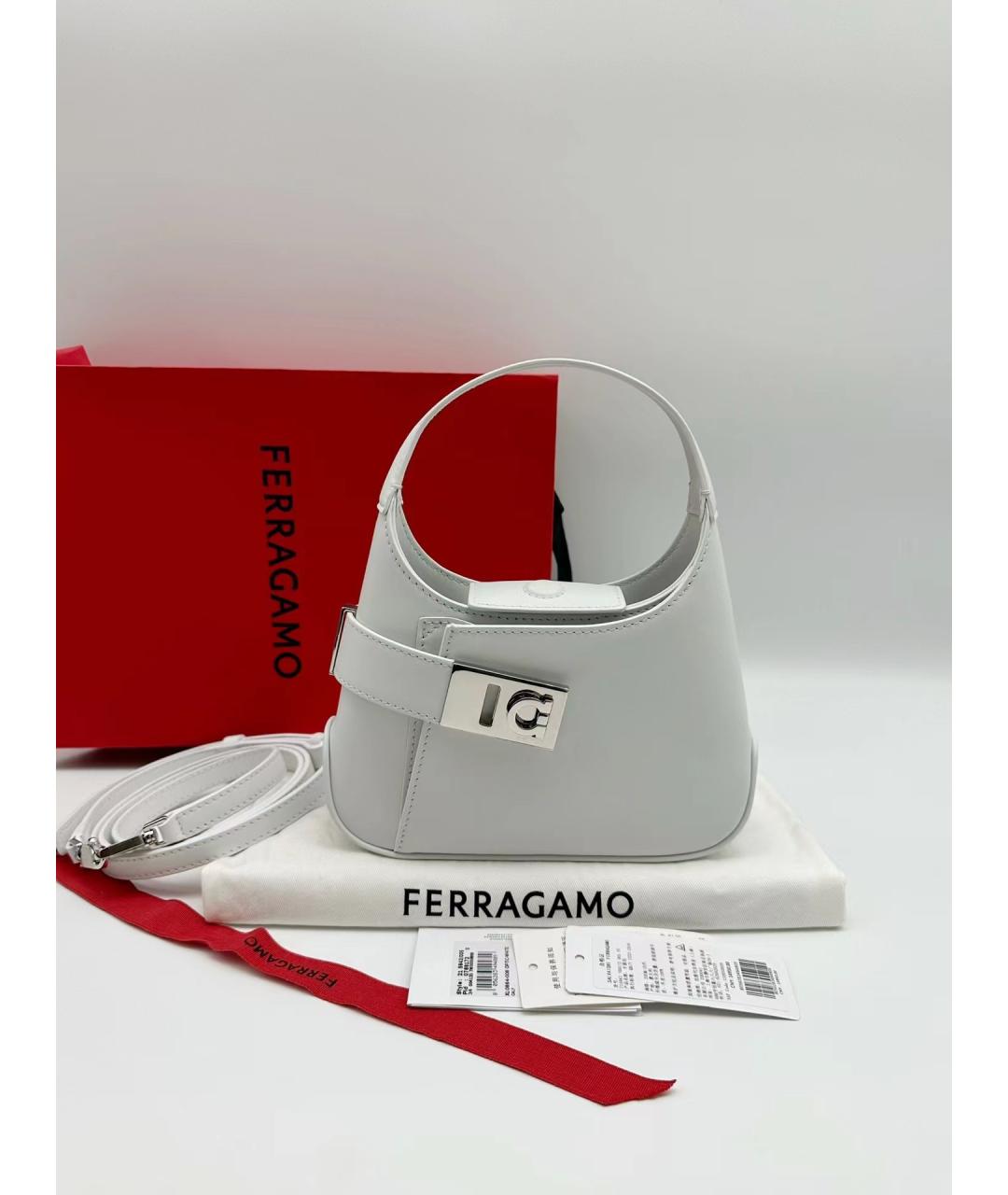 SALVATORE FERRAGAMO Белая кожаная сумка через плечо, фото 6