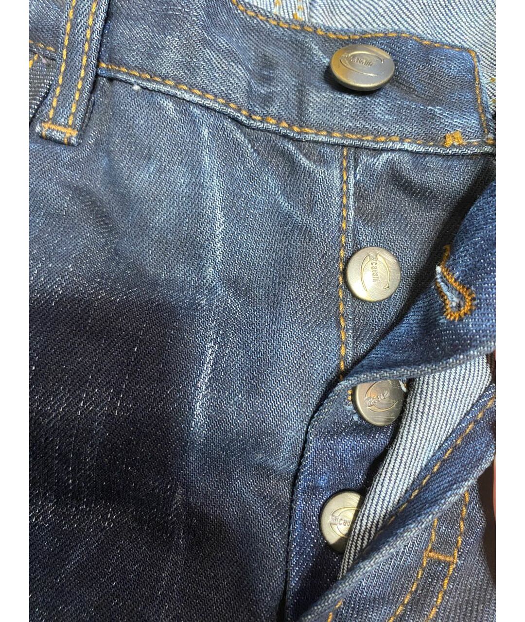 JUST CAVALLI Темно-синие хлопковые прямые джинсы, фото 3