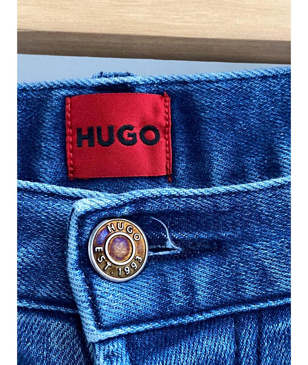 HUGO BOSS Синие хлопко-эластановые прямые джинсы, фото 4