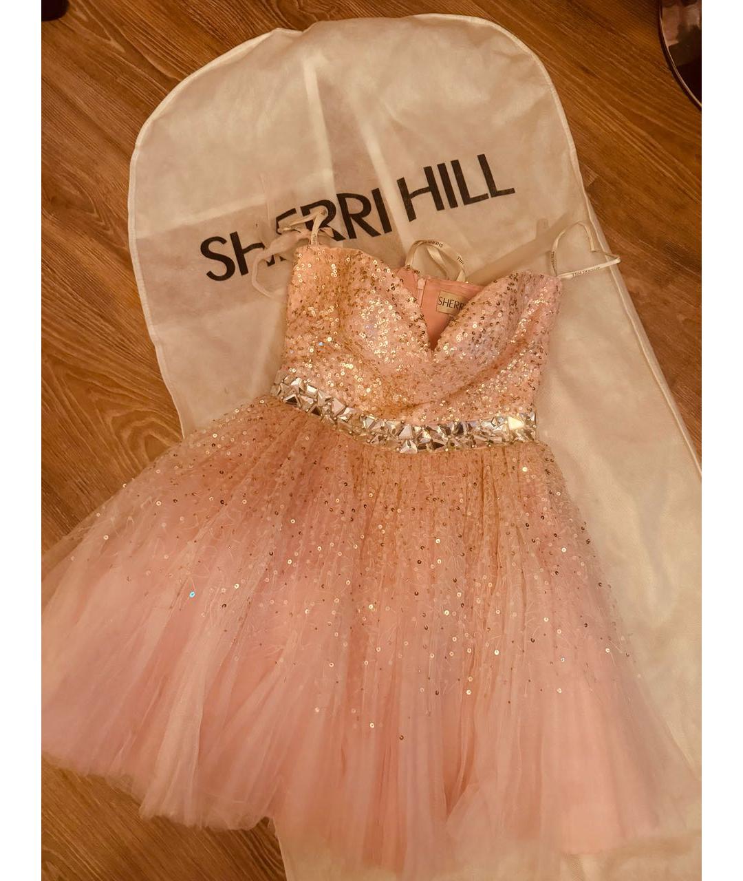 SHERRI HILL Розовое полиэстеровое коктейльное платье, фото 5