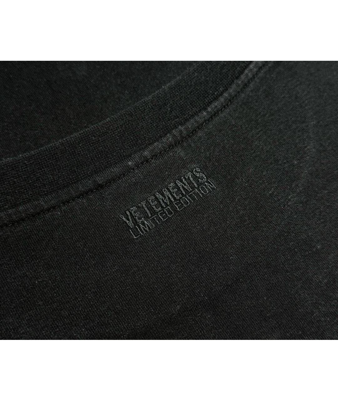 VETEMENTS Черная хлопковая футболка, фото 4