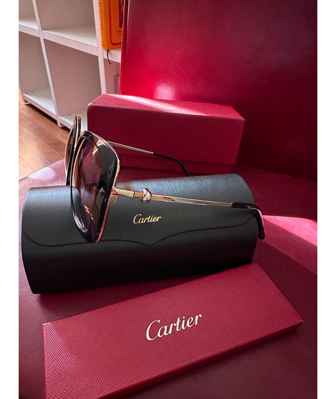 CARTIER Черные металлические солнцезащитные очки, фото 4