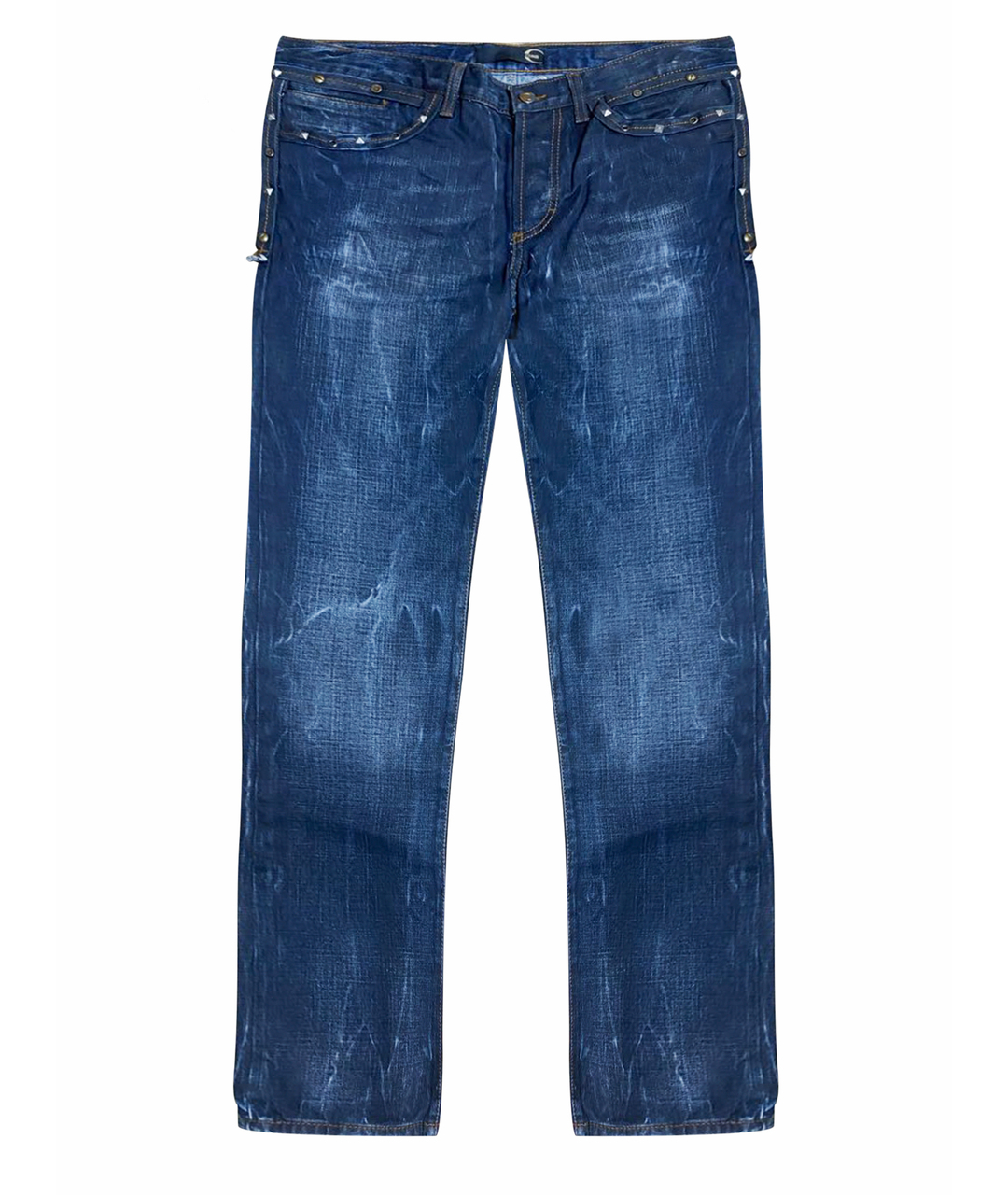 JUST CAVALLI Темно-синие хлопковые прямые джинсы, фото 1