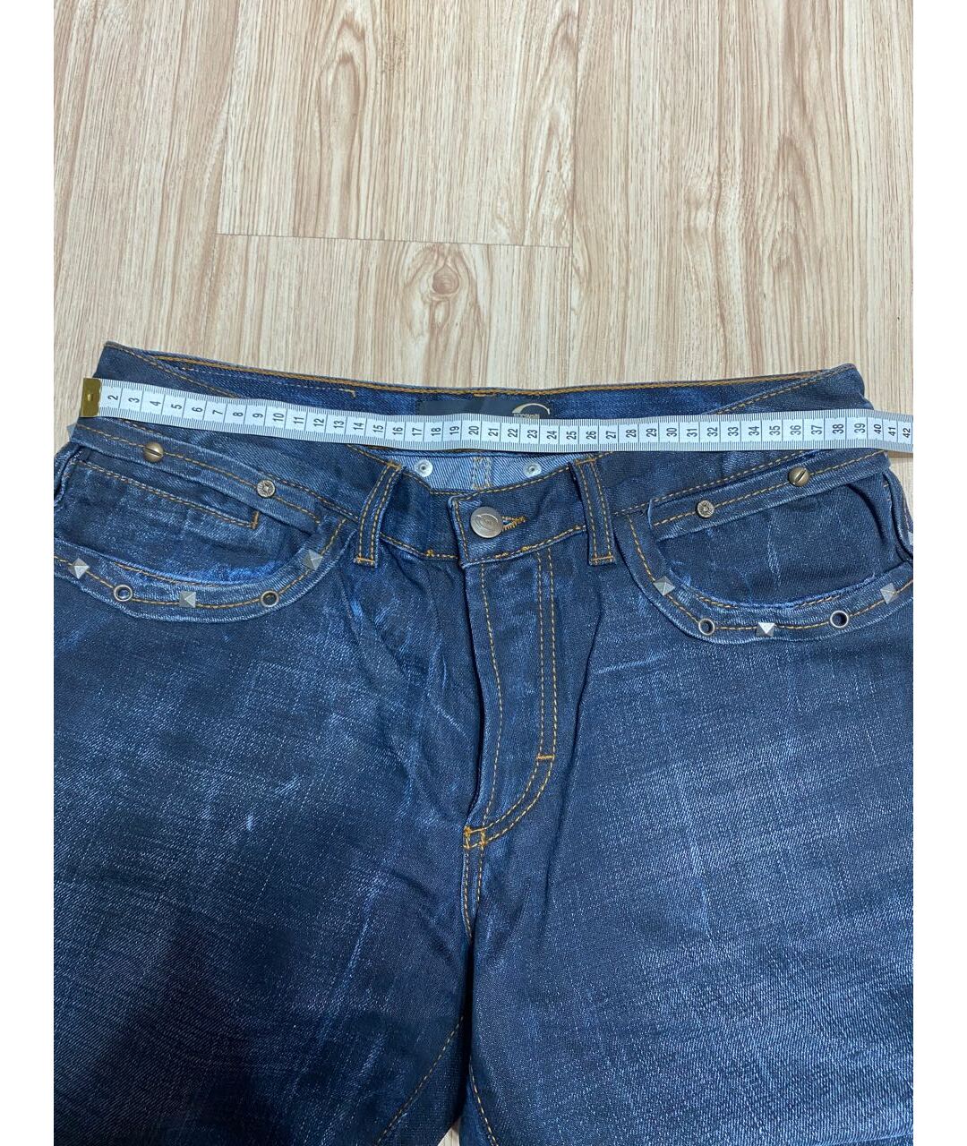 JUST CAVALLI Темно-синие хлопковые прямые джинсы, фото 5