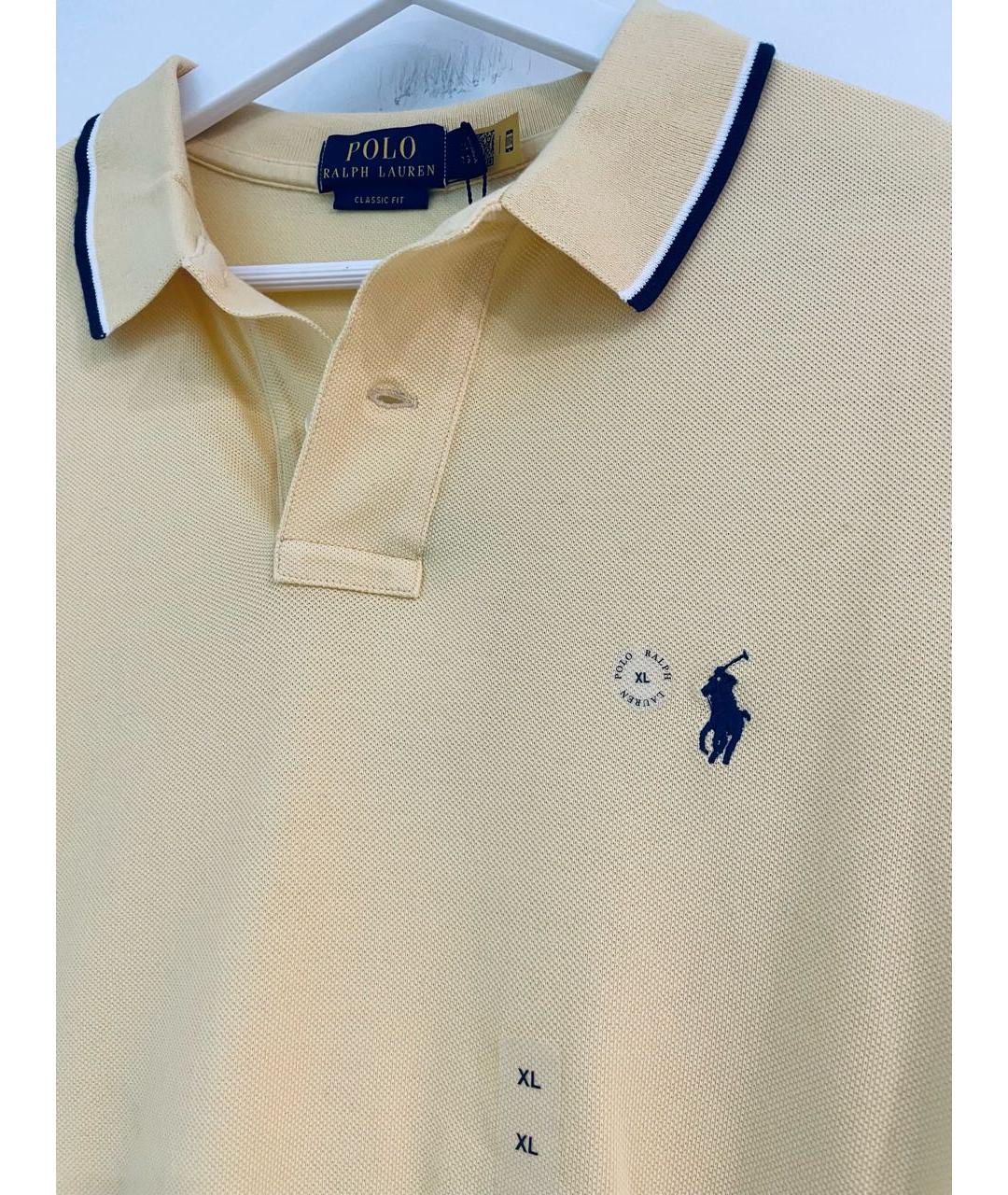 POLO RALPH LAUREN Желтое хлопковое поло с коротким рукавом, фото 3