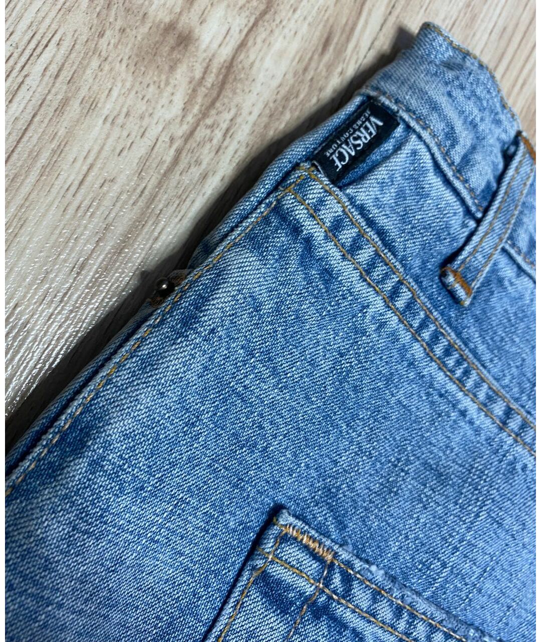 VERSACE JEANS COUTURE Голубые хлопковые прямые джинсы, фото 7