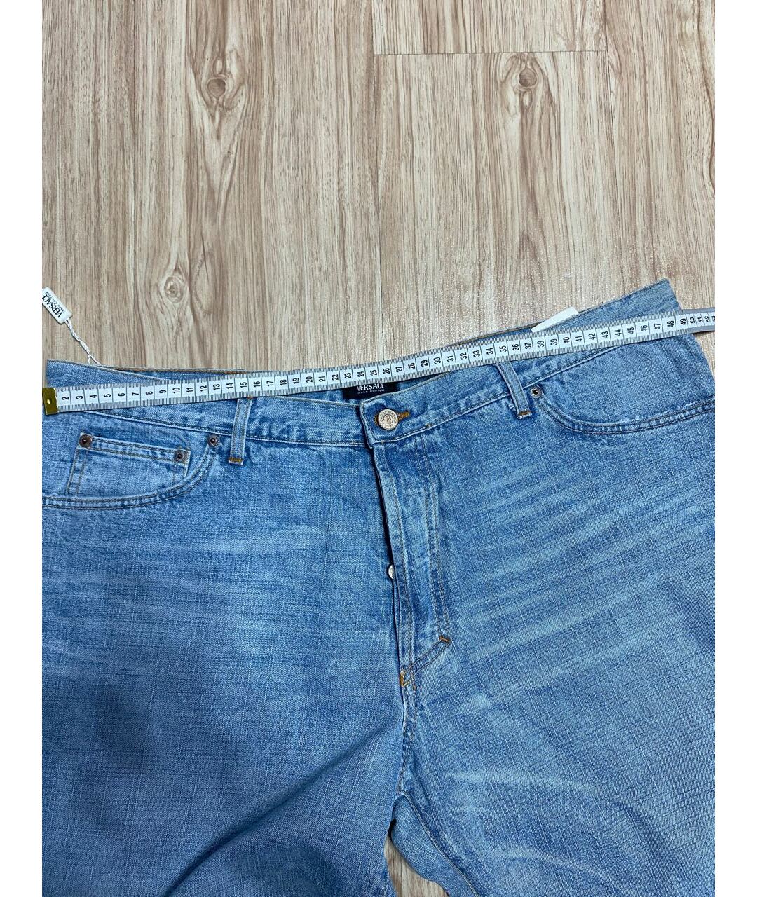 VERSACE JEANS COUTURE Голубые хлопковые прямые джинсы, фото 5