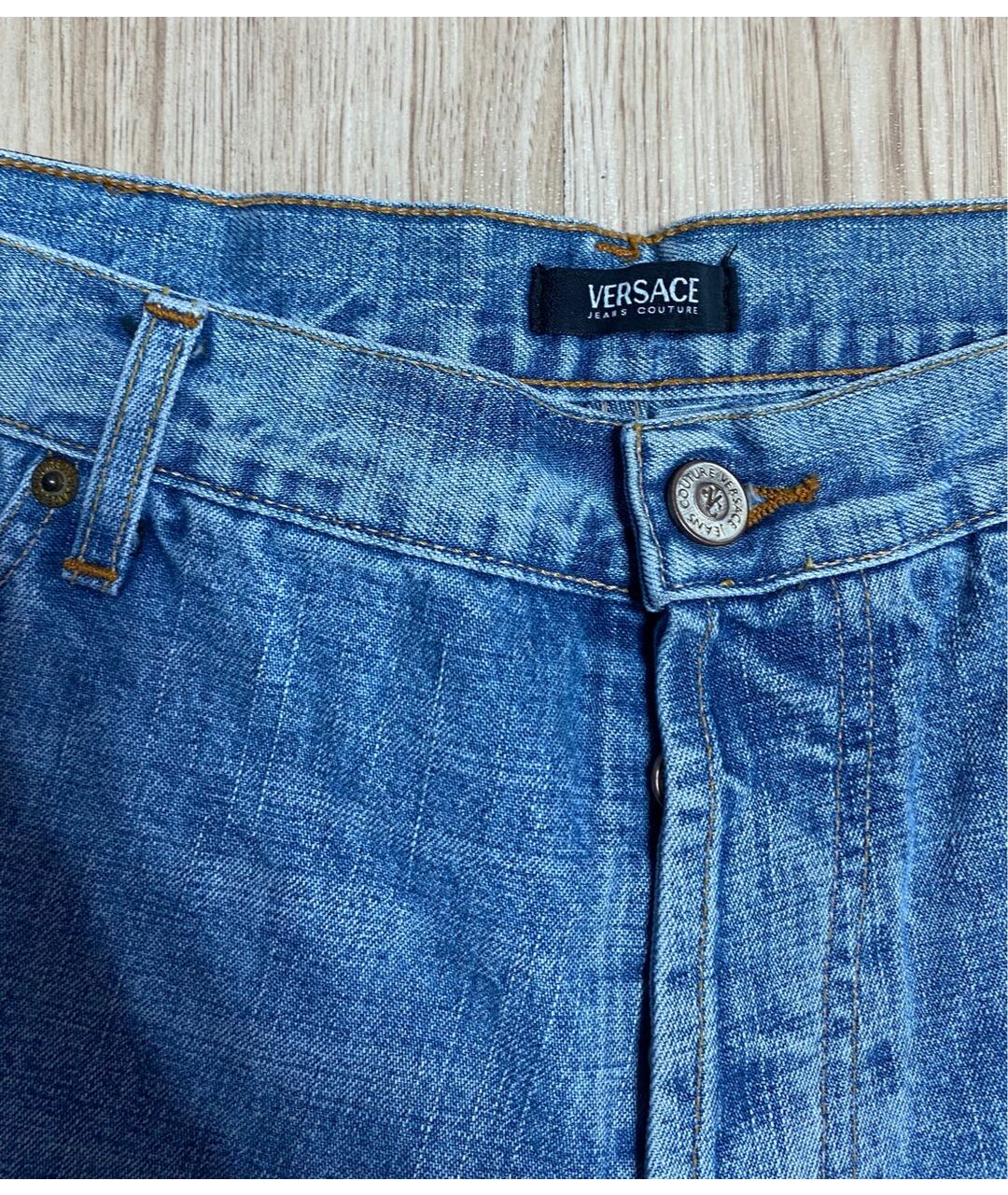 VERSACE JEANS COUTURE Голубые хлопковые прямые джинсы, фото 3