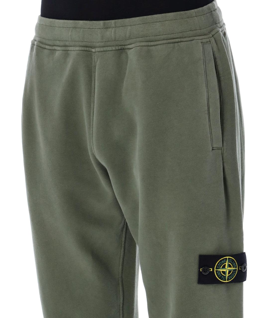 STONE ISLAND Хаки хлопковые повседневные брюки, фото 4