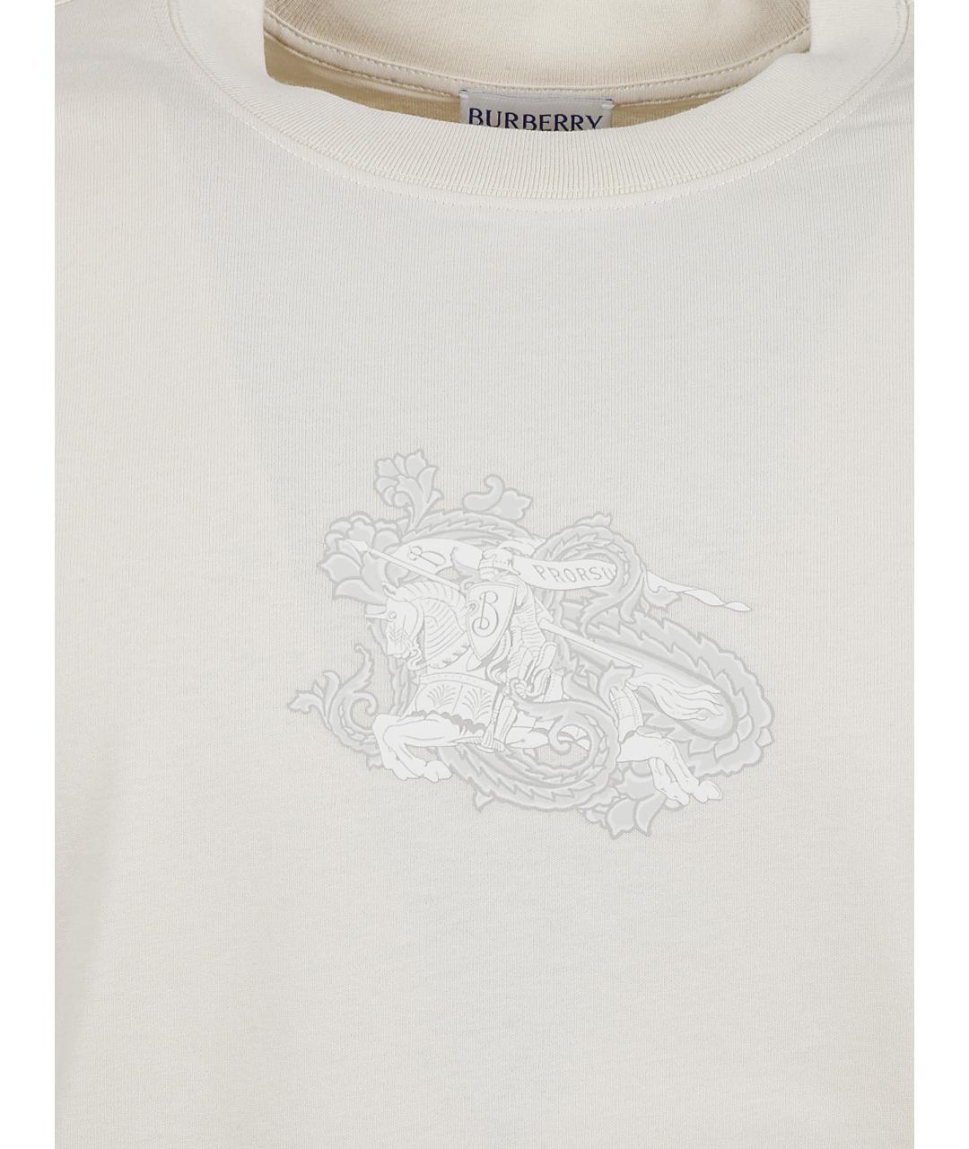 BURBERRY Бежевая хлопковая футболка, фото 3