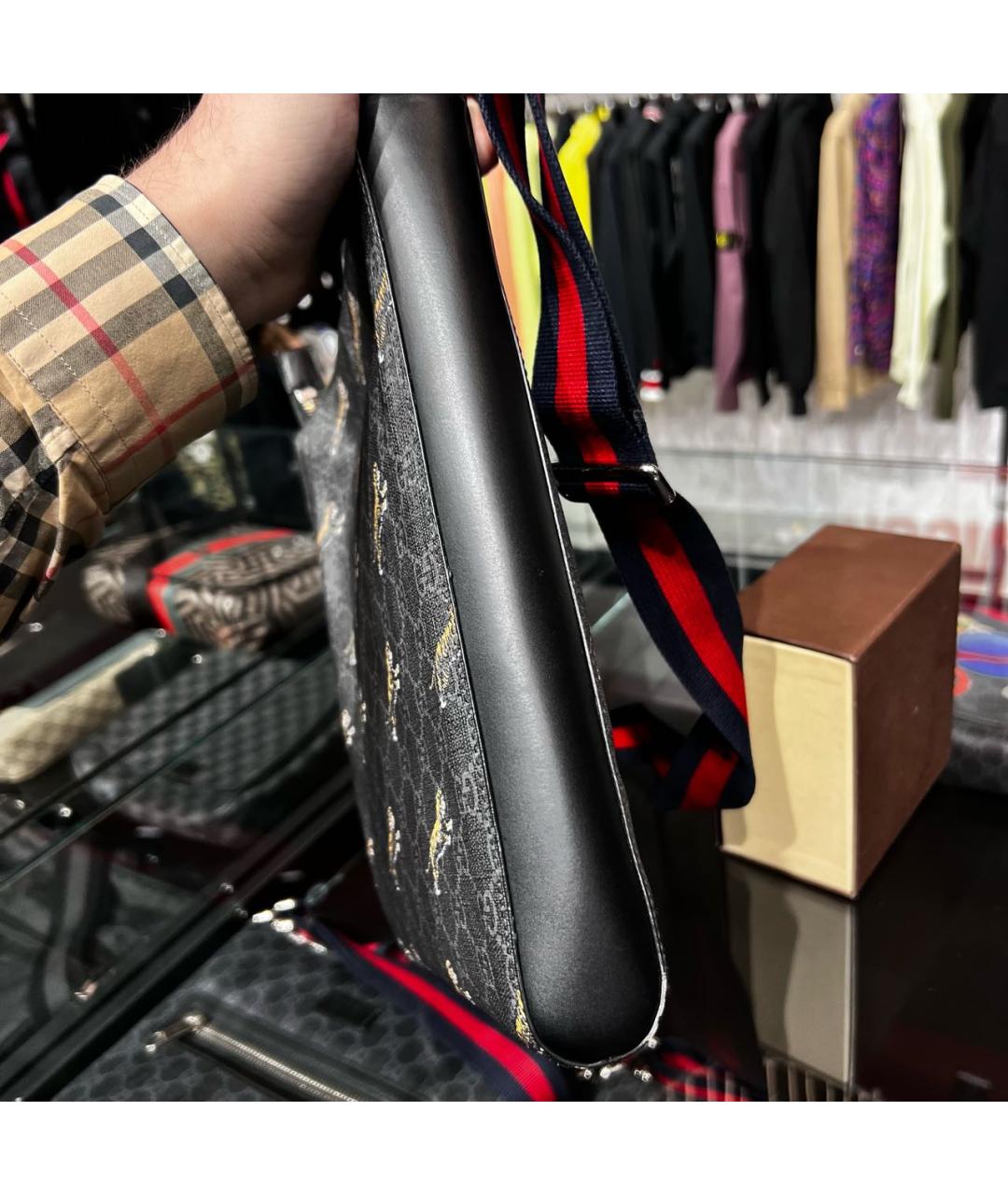 GUCCI Черная кожаная сумка на плечо, фото 6