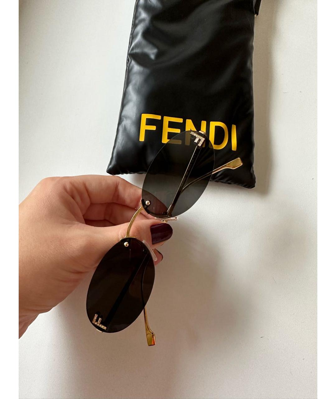 FENDI Черные металлические солнцезащитные очки, фото 2