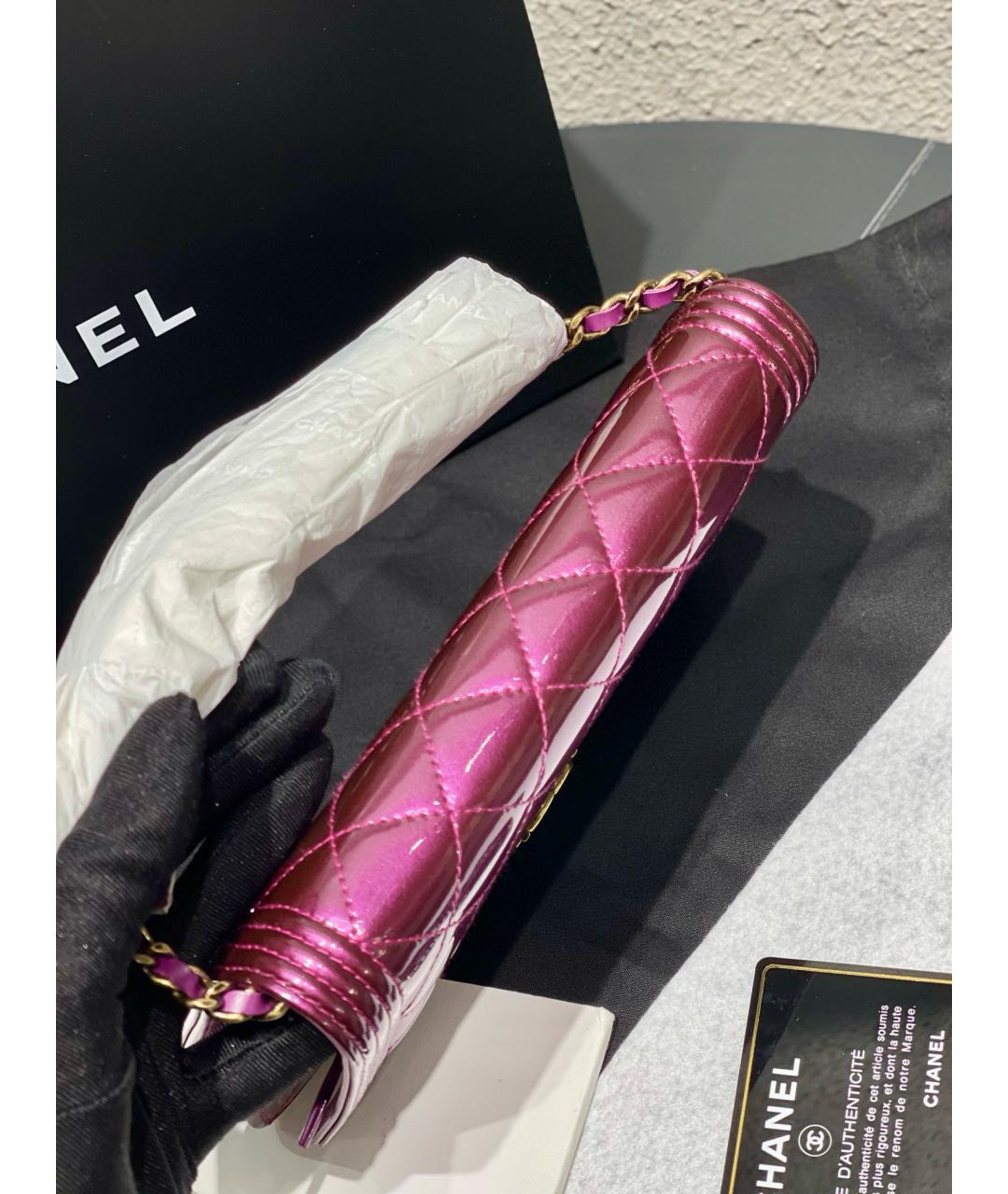 CHANEL Фуксия сумка через плечо из лакированной кожи, фото 8
