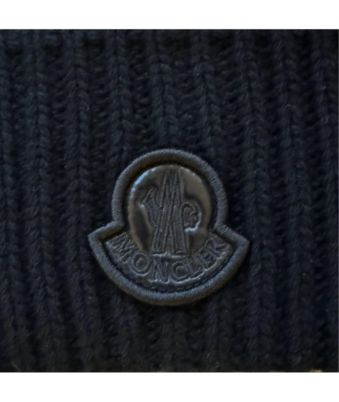 MONCLER Черная шерстяная шапка, фото 4