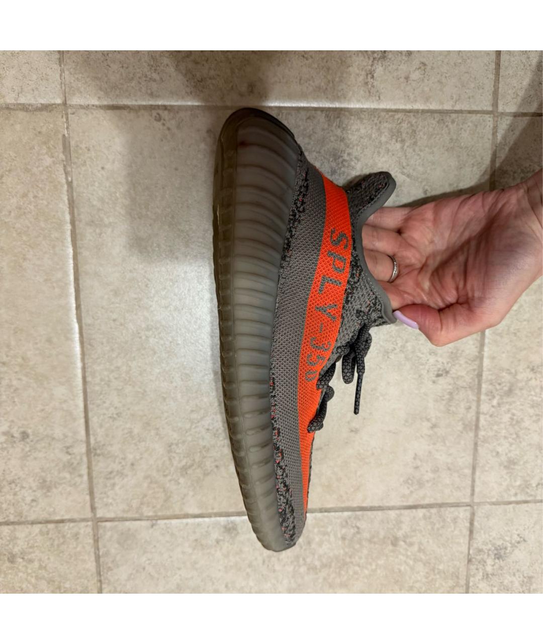 ADIDAS YEEZY Антрацитовые текстильные кроссовки, фото 6