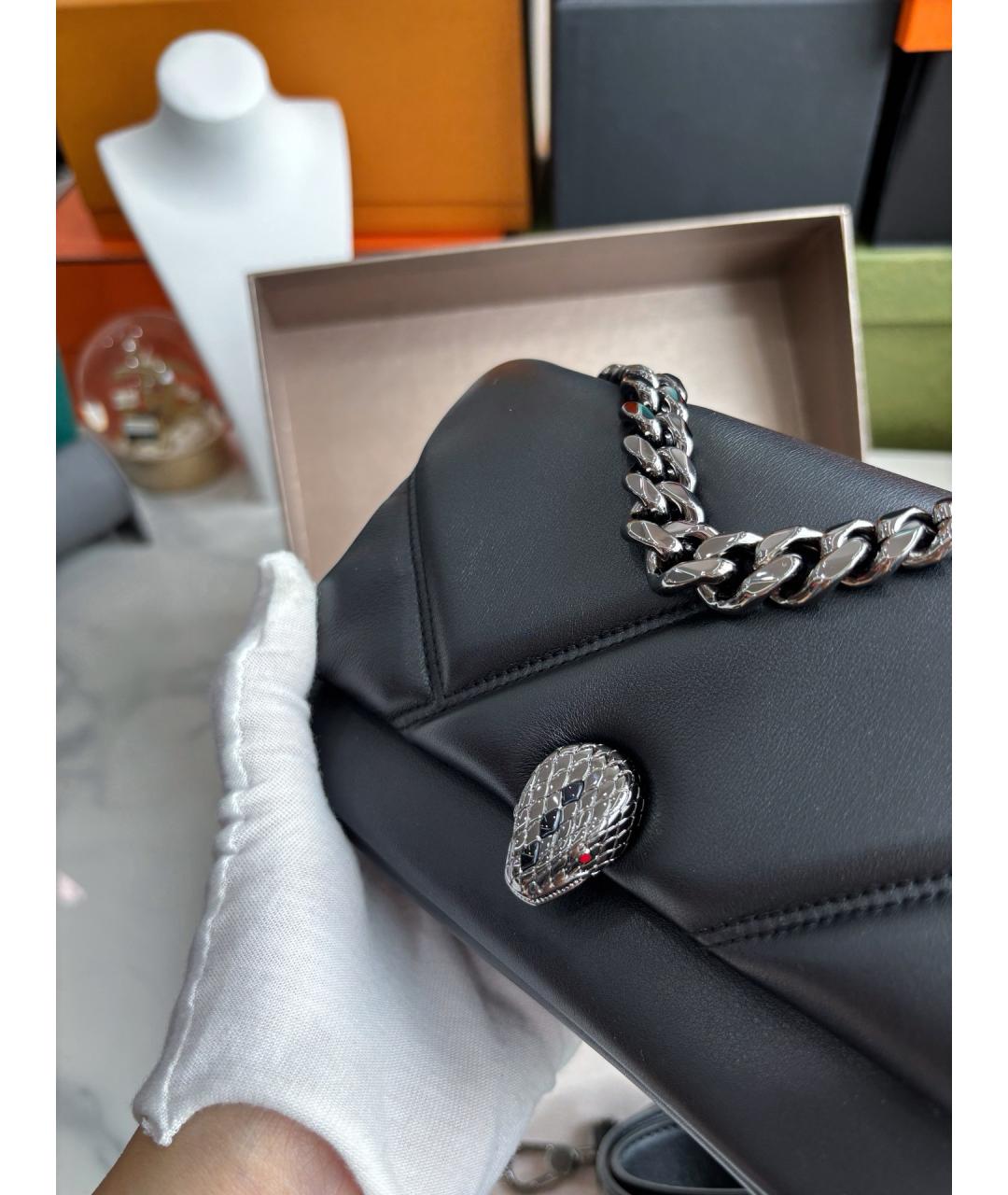 BVLGARI Черная кожаная сумка с короткими ручками, фото 2