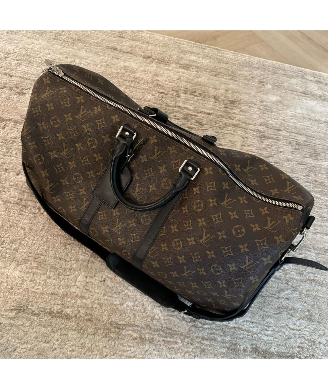 LOUIS VUITTON Коричневая кожаная дорожная/спортивная сумка, фото 3