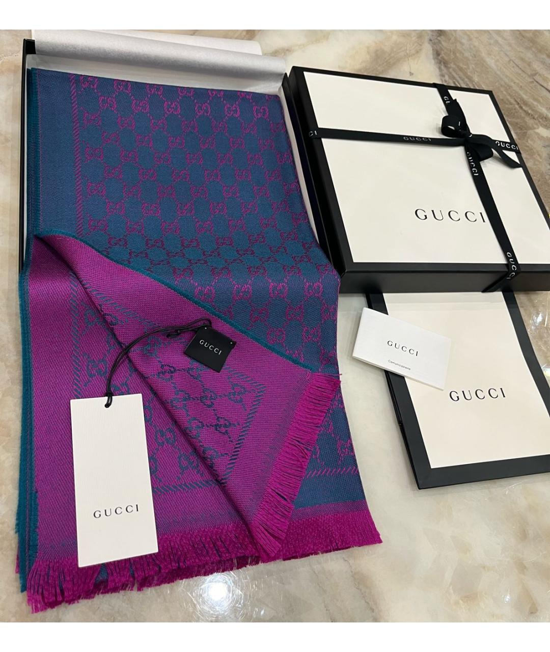 GUCCI Мульти шерстяной шарф, фото 2