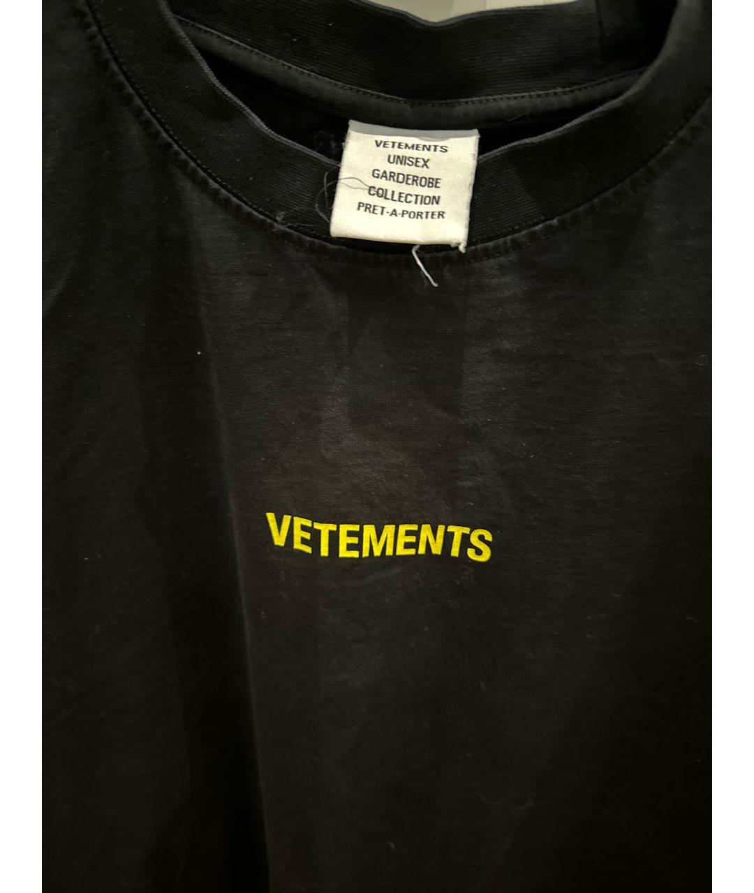 VETEMENTS Черная хлопковая футболка, фото 3