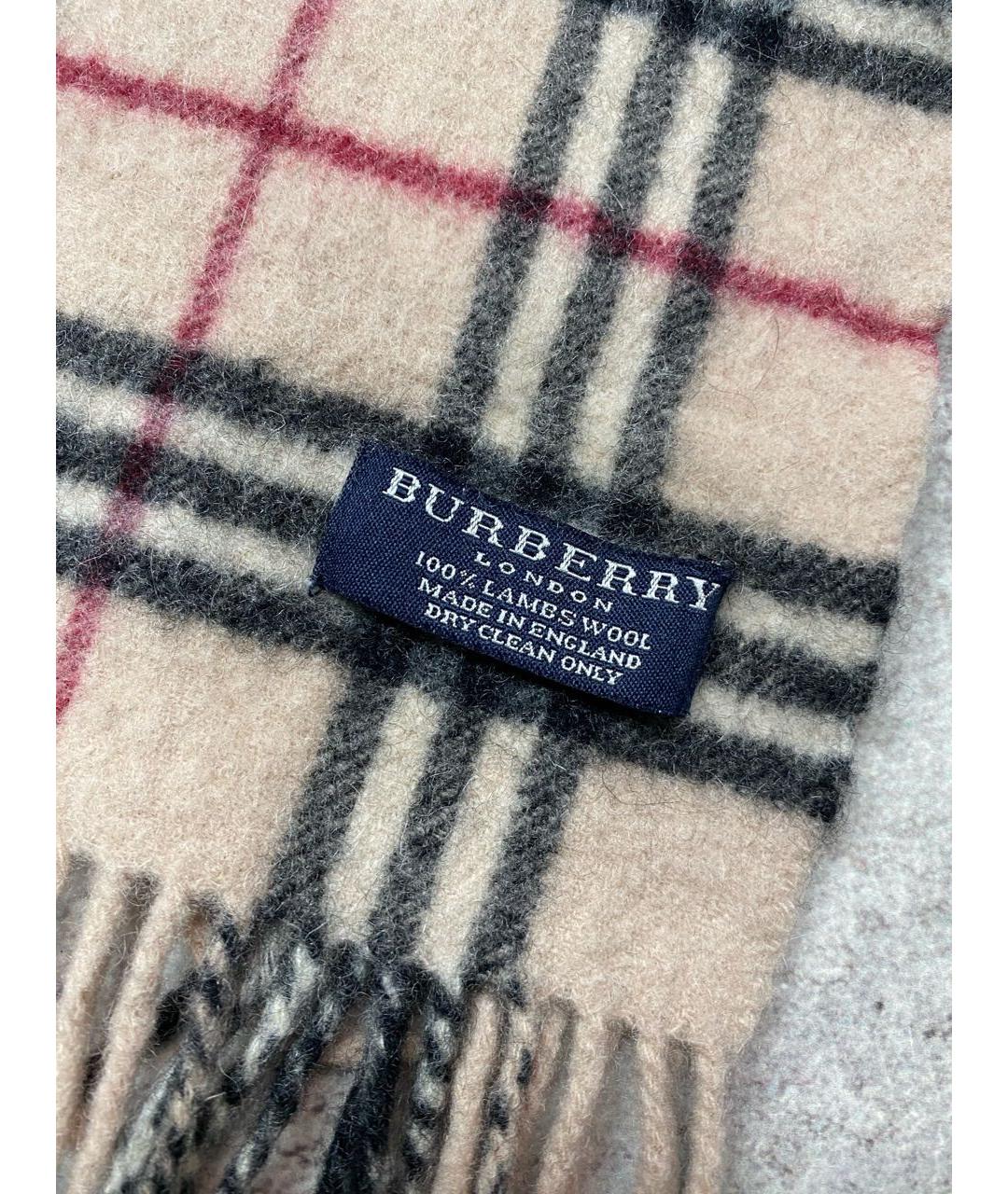 BURBERRY Бежевый шерстяной шарф, фото 2