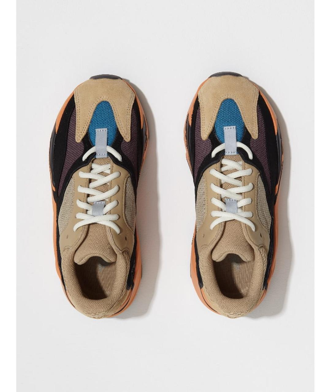 ADIDAS YEEZY Бежевые кожаные низкие кроссовки / кеды, фото 3