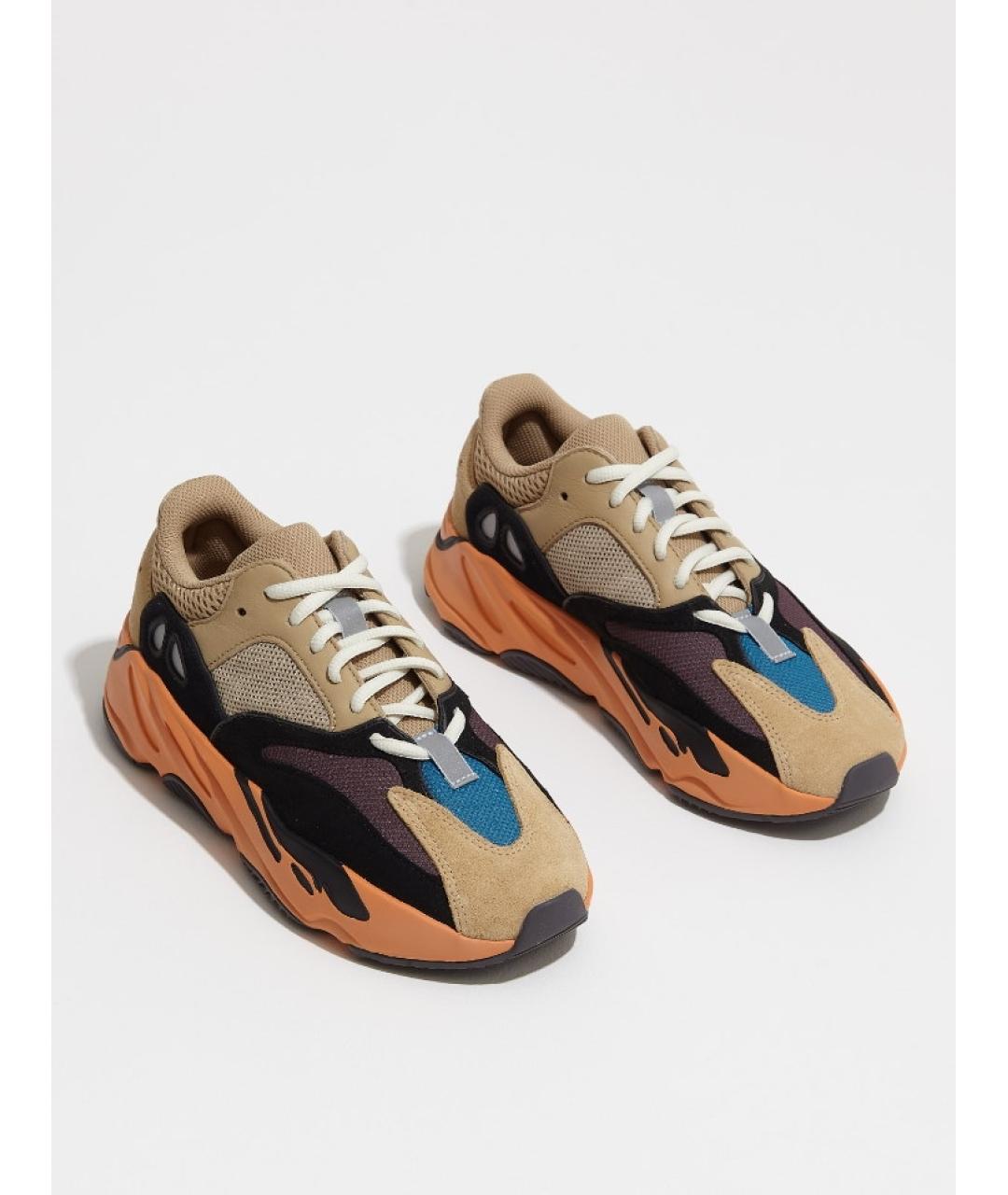 ADIDAS YEEZY Бежевые кожаные низкие кроссовки / кеды, фото 2
