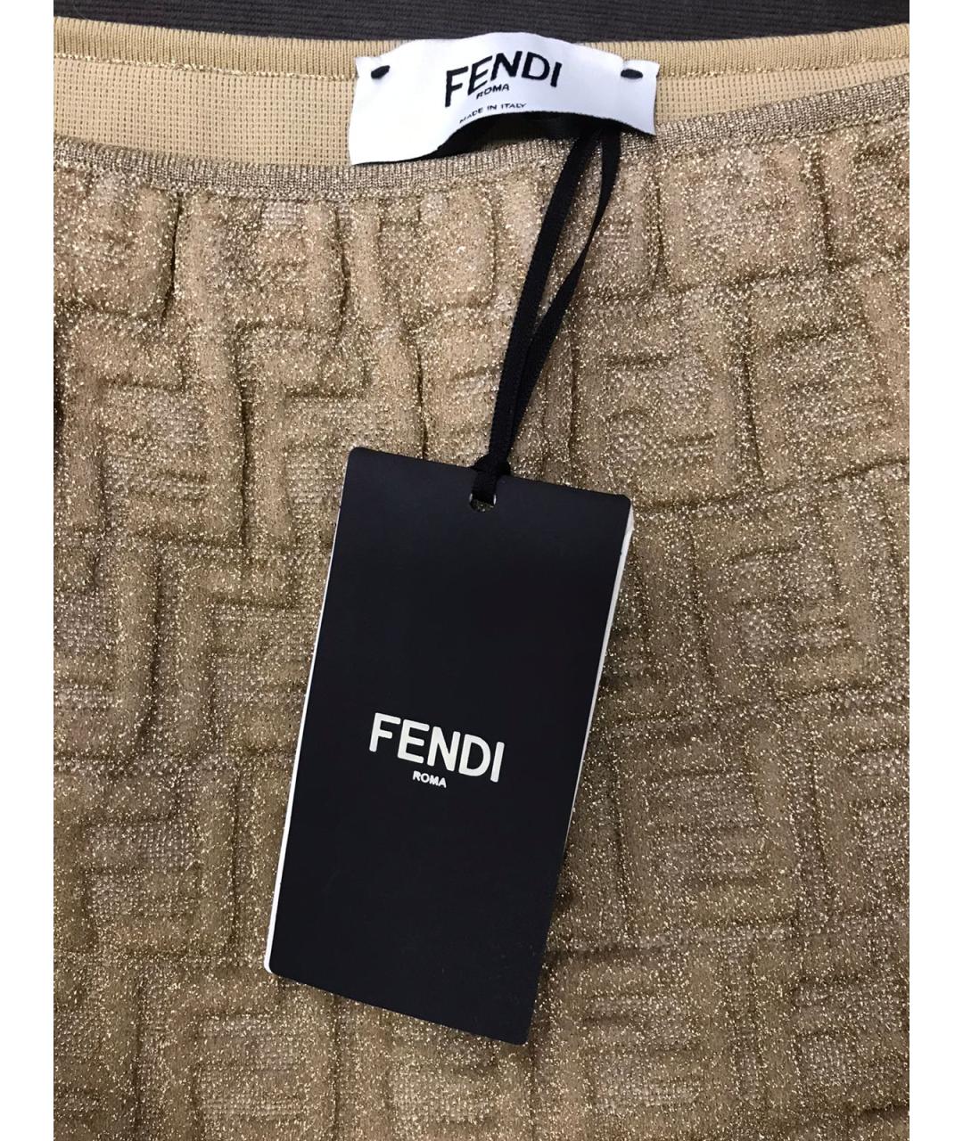 FENDI Золотая юбка миди, фото 5