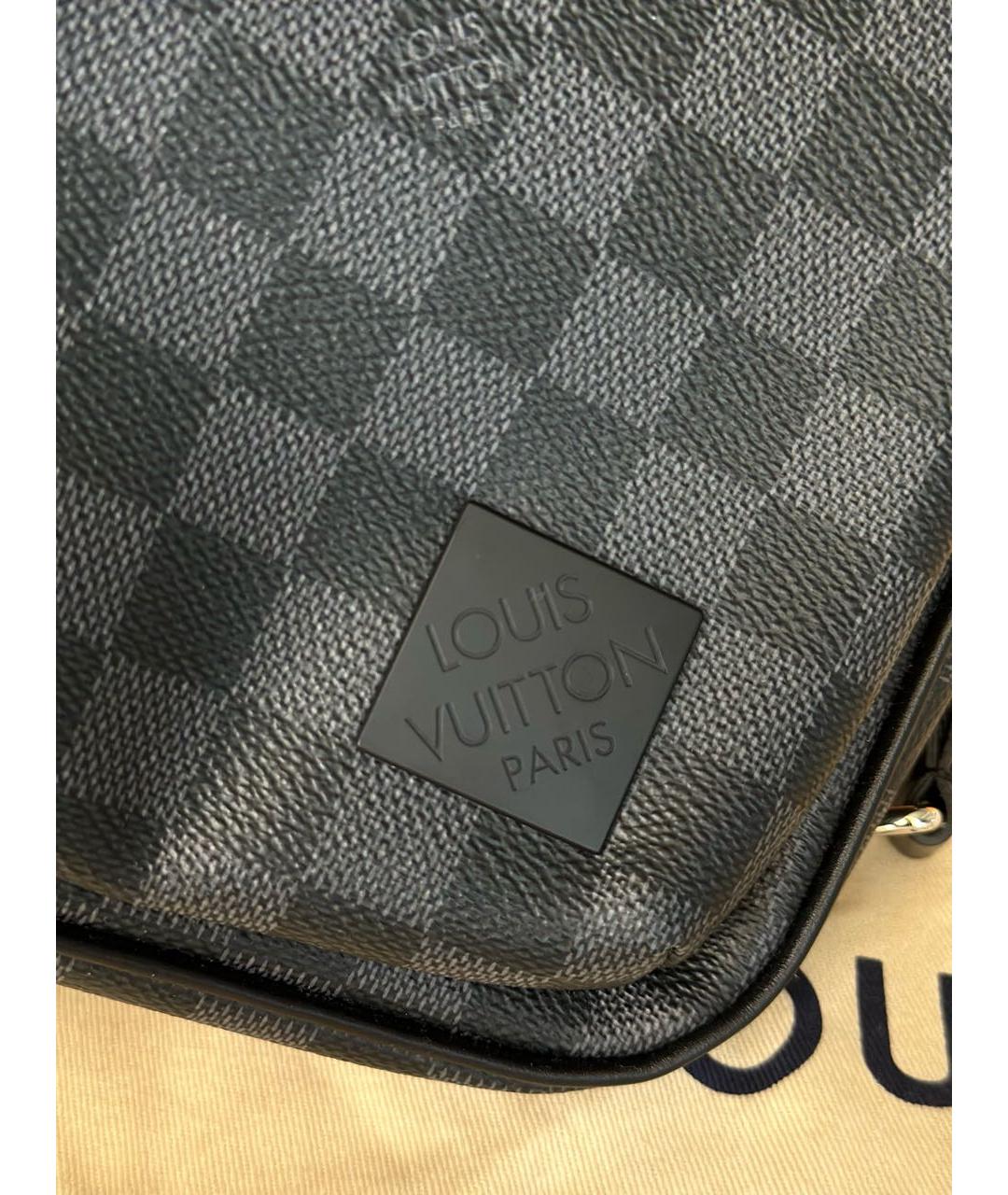 LOUIS VUITTON Черная кожаная сумка на плечо, фото 5