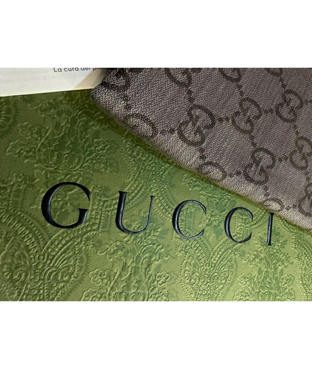 GUCCI Коричневый шерстяной платок, фото 4