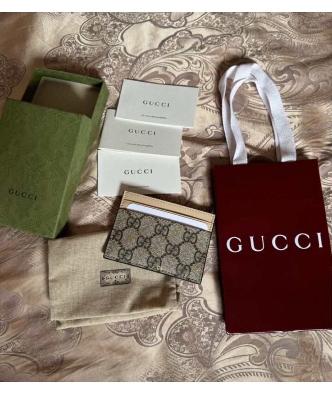 GUCCI Бежевый кожаный кардхолдер, фото 6