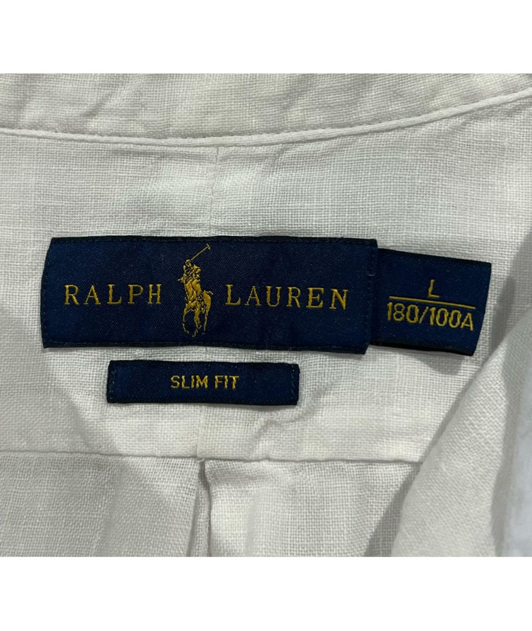 RALPH LAUREN Белая льняная классическая рубашка, фото 3