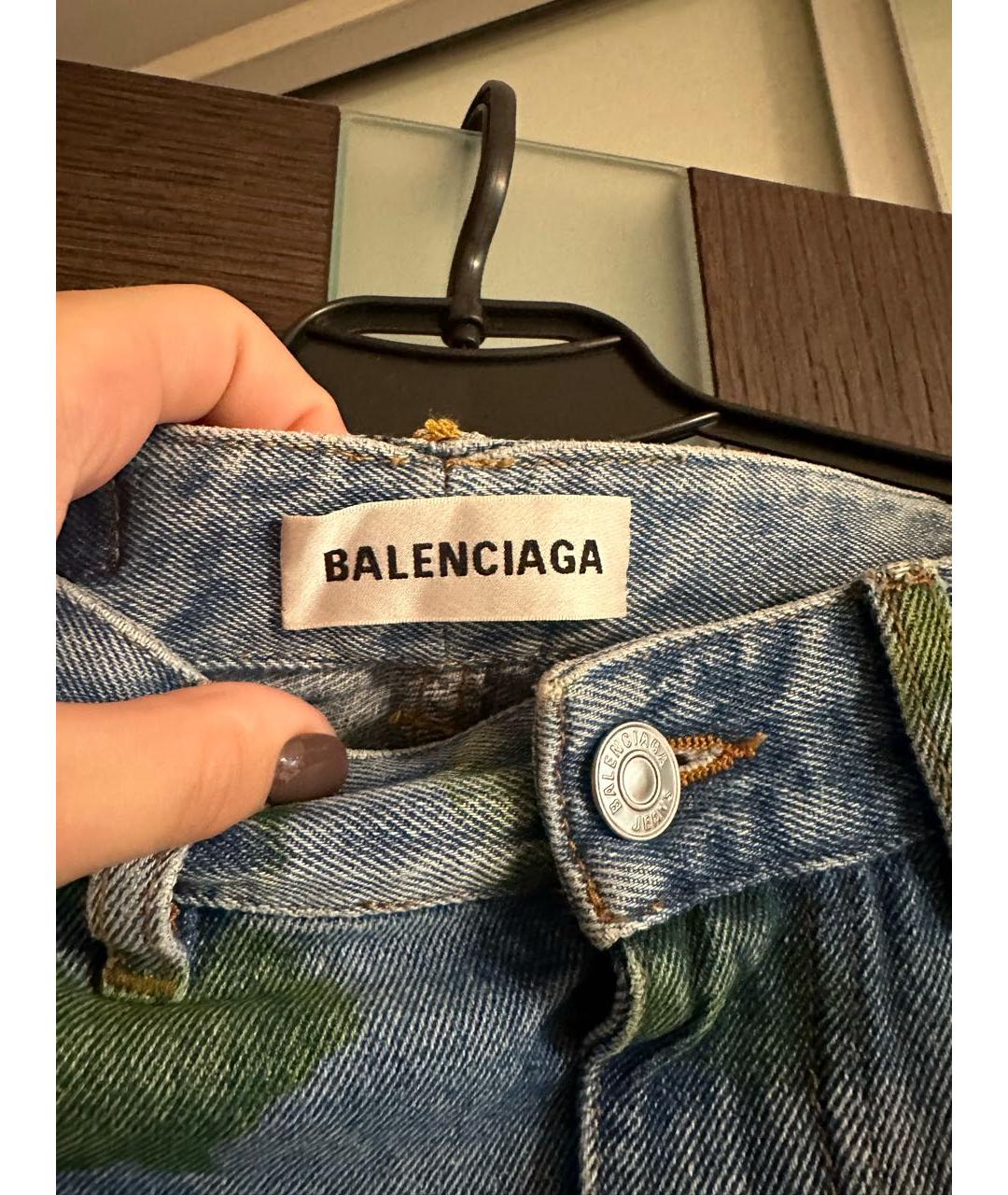 BALENCIAGA Голубые хлопковые прямые джинсы, фото 4