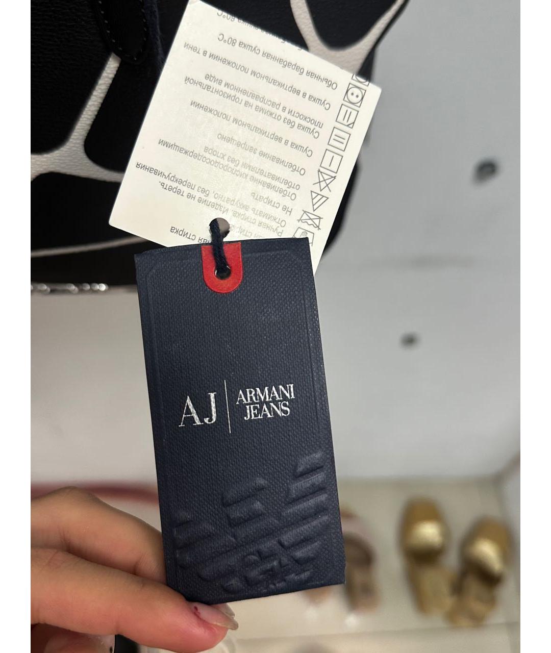 ARMANI JEANS Белая кожаная сумка с короткими ручками, фото 6