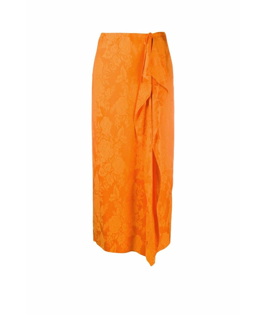 THE ATTICO Оранжевая атласная юбка миди, фото 1