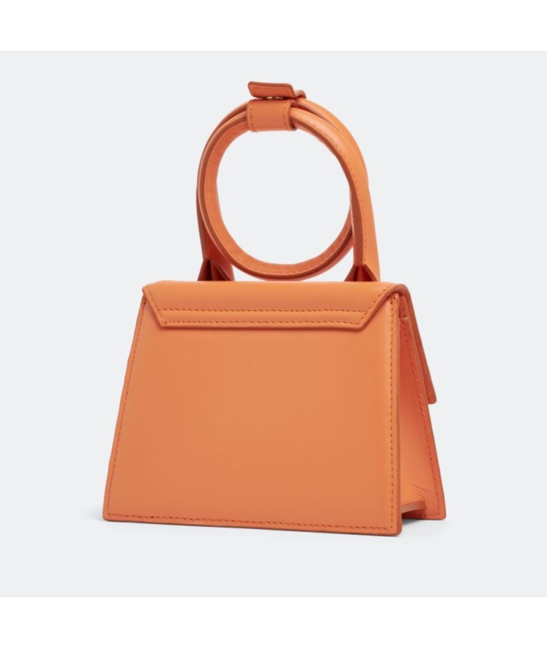 JACQUEMUS Оранжевая кожаная сумка с короткими ручками, фото 2
