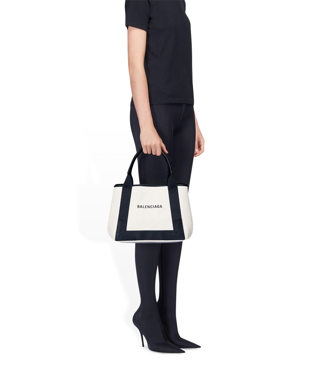 BALENCIAGA Белая тканевая сумка тоут, фото 2