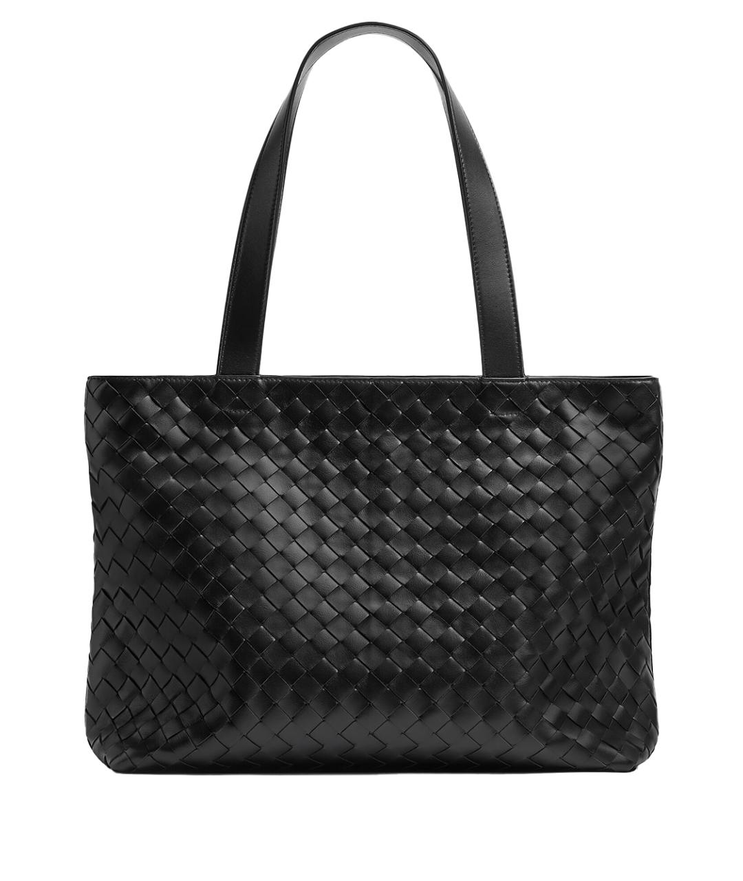 BOTTEGA VENETA Черная кожаная сумка тоут, фото 1