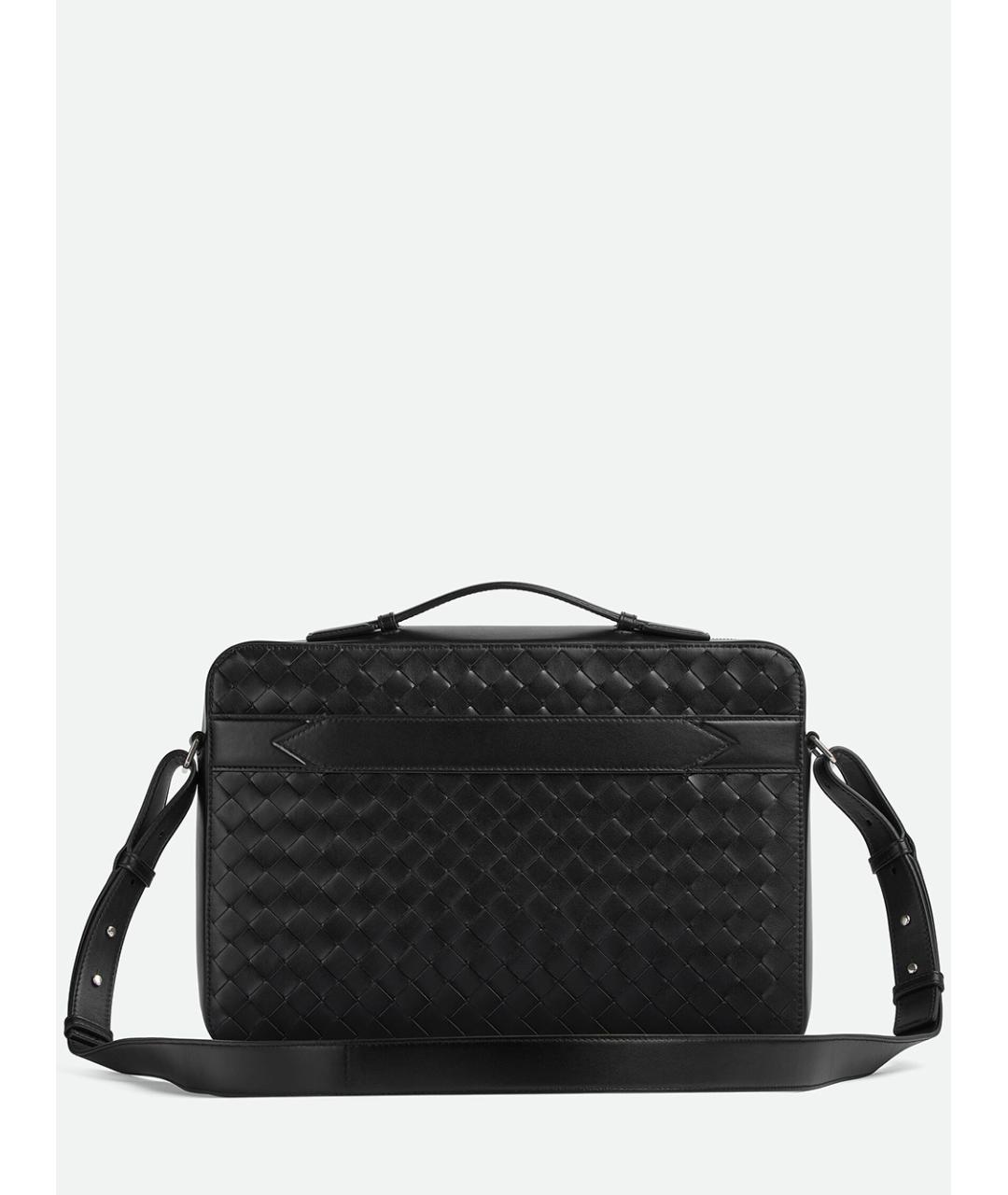 BOTTEGA VENETA Черный кожаный портфель, фото 7