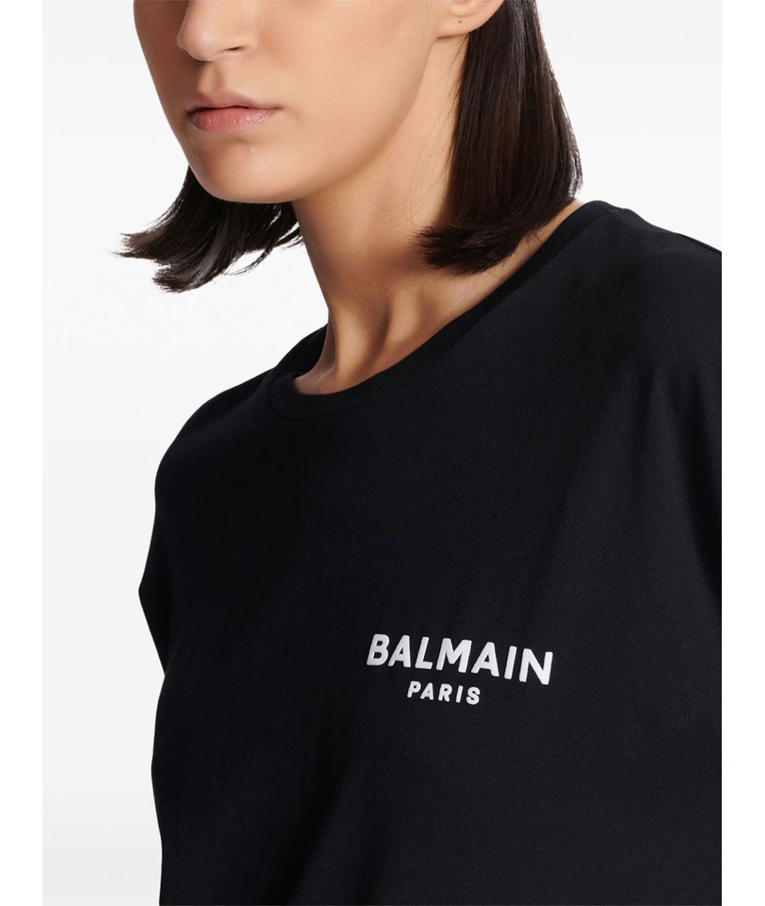 BALMAIN Черная хлопковая футболка, фото 4