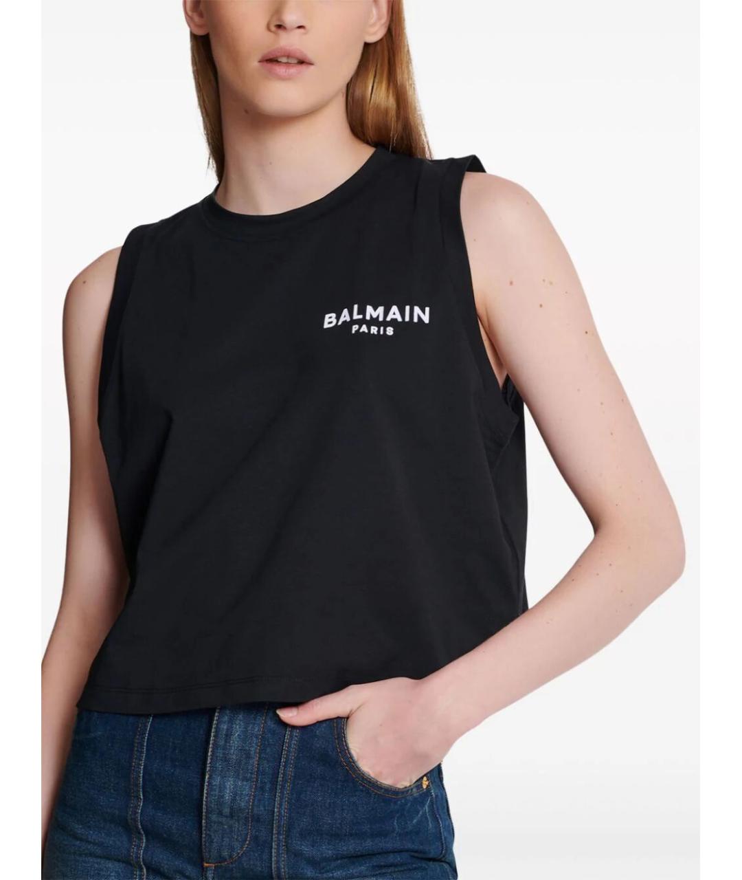 BALMAIN Черная хлопковая майка, фото 6