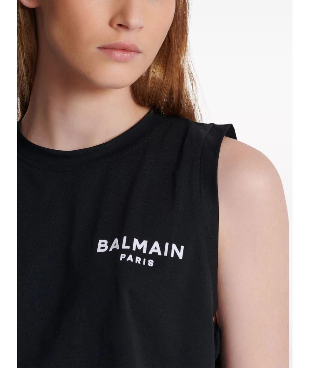 BALMAIN Черная хлопковая майка, фото 5