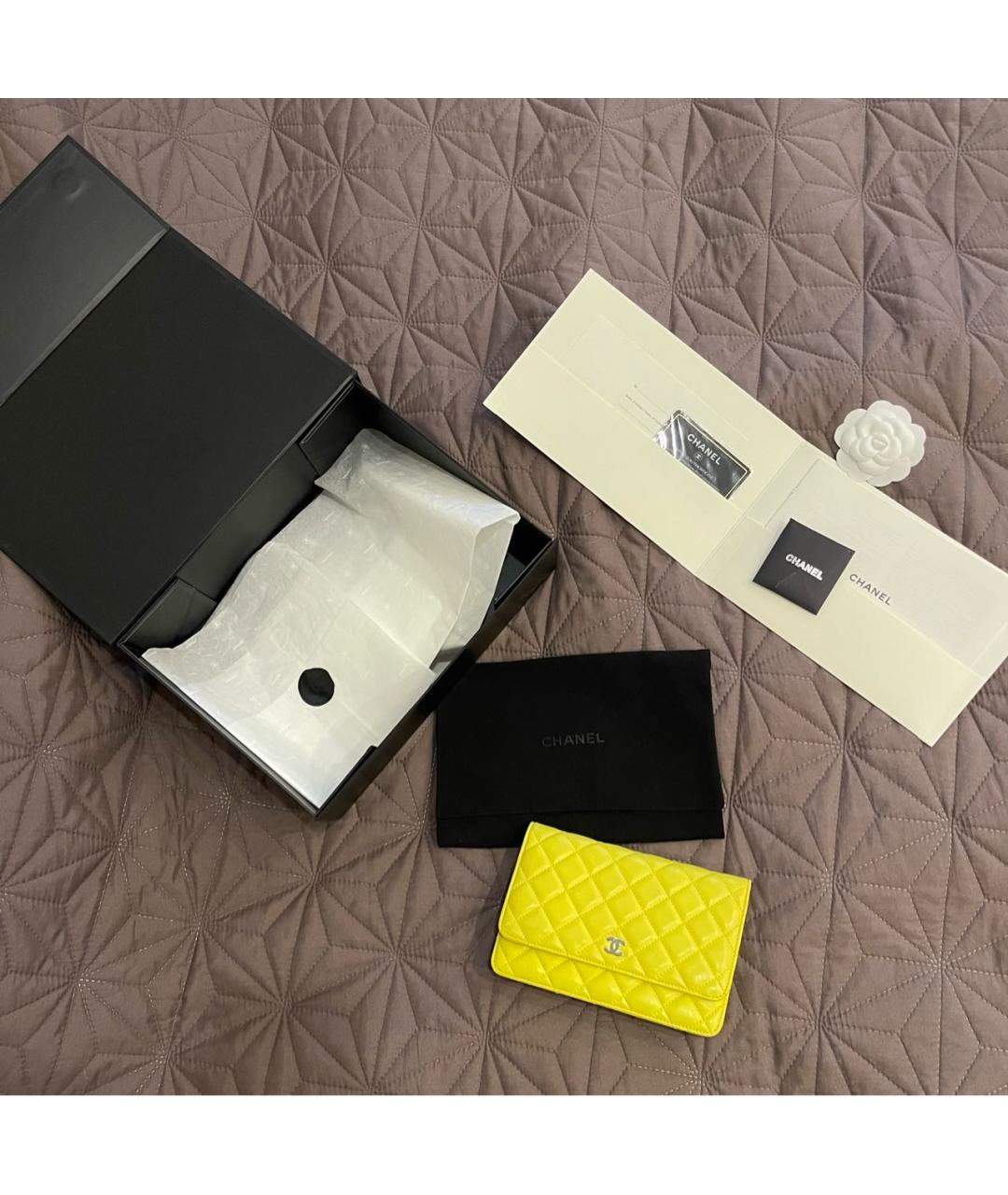 CHANEL Желтая кожаная сумка через плечо, фото 2