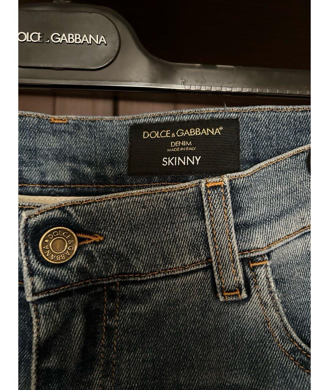 DOLCE&GABBANA Голубые хлопко-эластановые джинсы скинни, фото 4