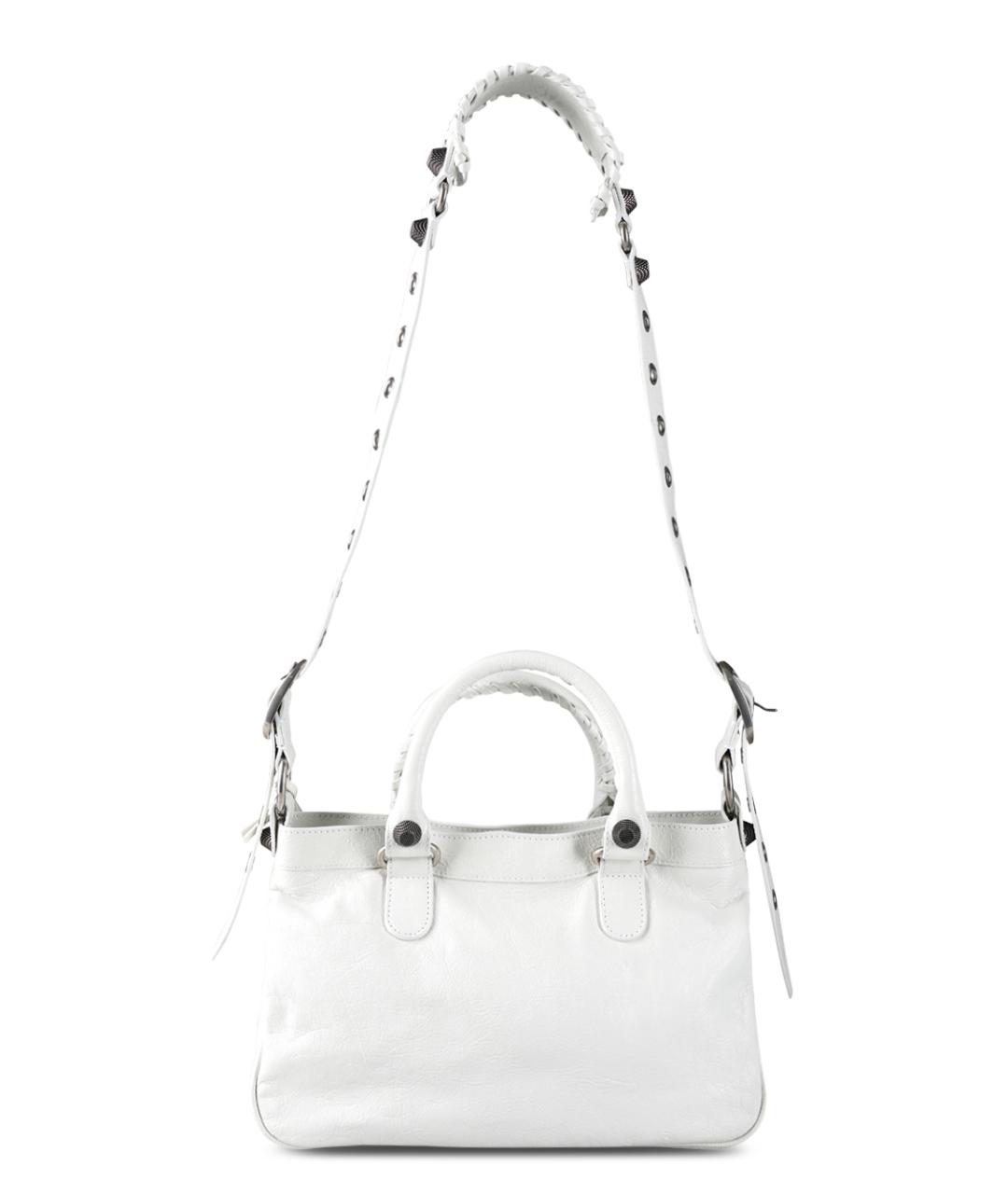 BALENCIAGA Белая кожаная сумка тоут, фото 3