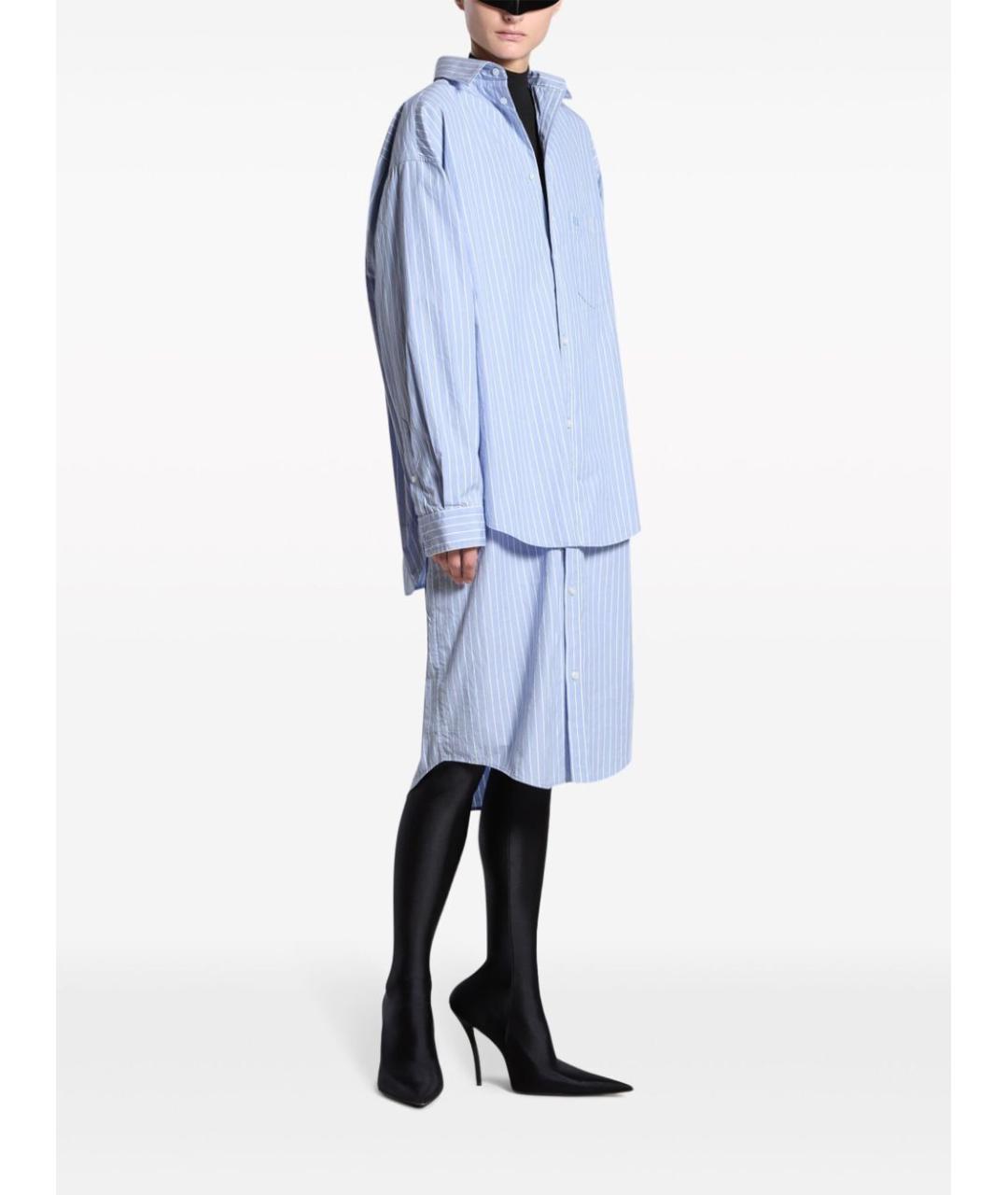 BALENCIAGA Голубое хлопковое повседневное платье, фото 5
