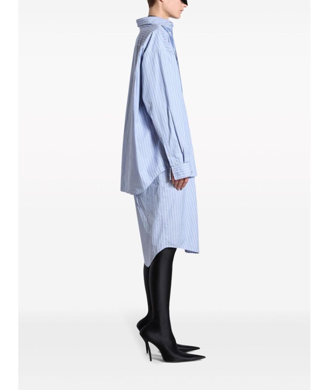 BALENCIAGA Голубое хлопковое повседневное платье, фото 2