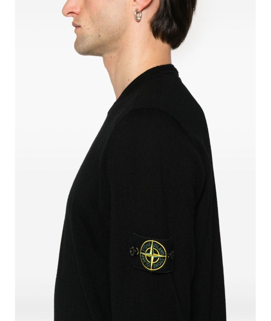 STONE ISLAND Черный шерстяной джемпер / свитер, фото 2